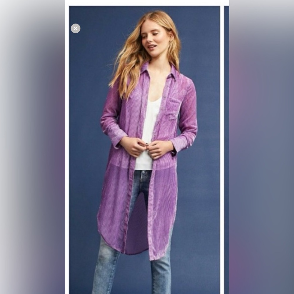Anthropologie/Akemi + Kin Purple Longline Button-Up Shirt/Dress
